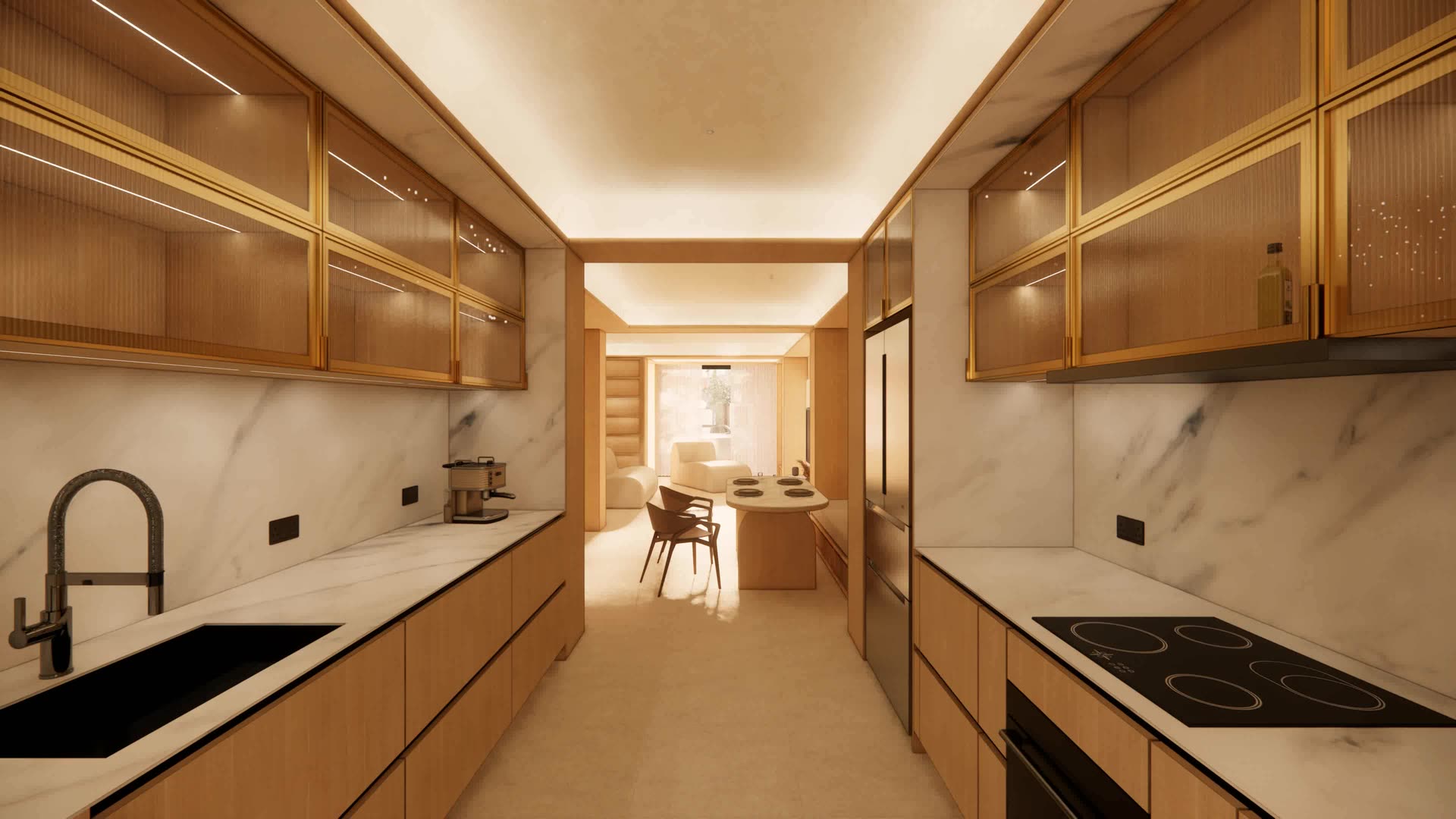 Tan Residence, kitchen to living walkthrough film